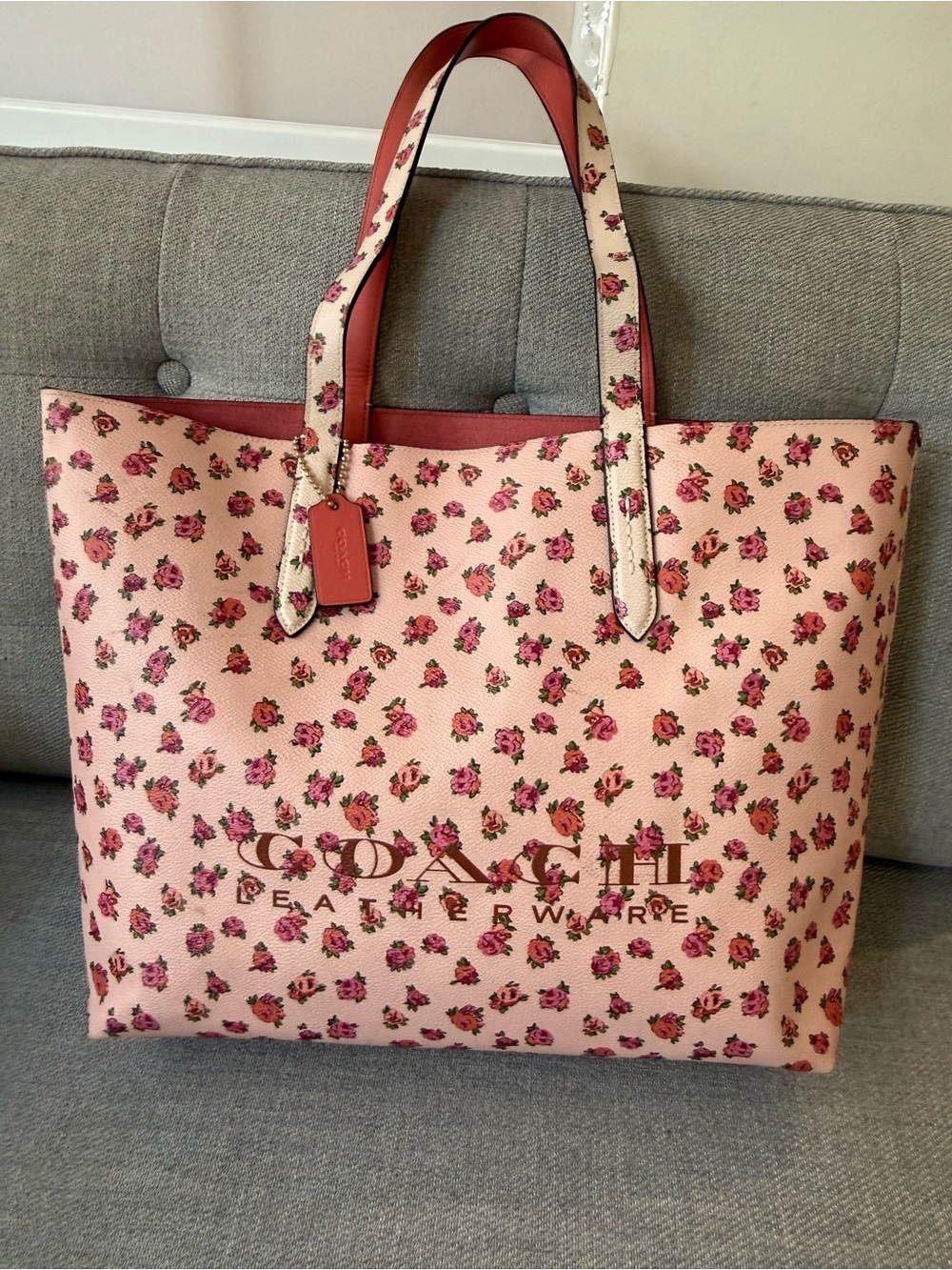 Coach Pink Floral Print Tote Bag